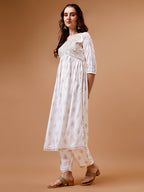 Alia Cut Embroidered & Printed Kurta With Pant & Dupatta, Multicolor - Hiral Fashion | Grocsy