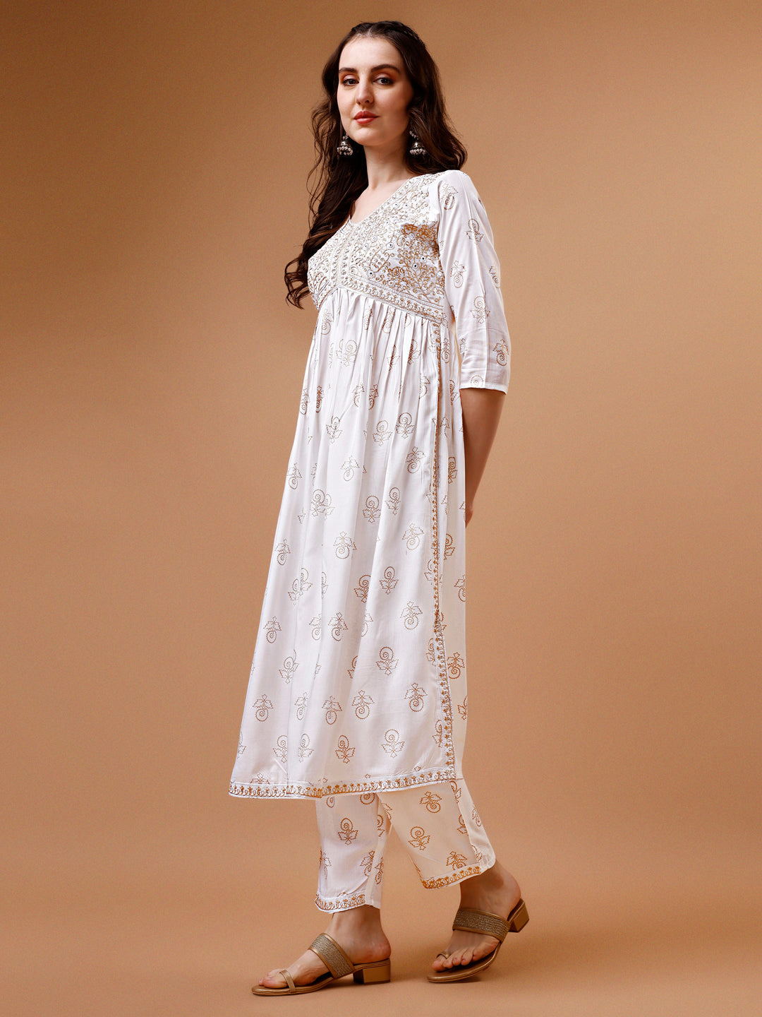 Alia Cut Embroidered & Printed Kurta With Pant & Dupatta, Multicolor - Hiral Fashion | Grocsy