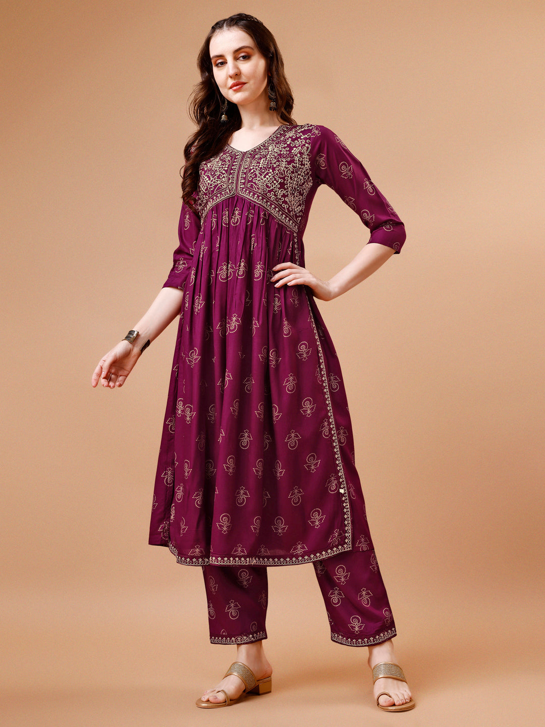 Alia Cut Embroidered & Printed Kurta With Pant & Dupatta, Multicolor - Hiral Fashion | Grocsy