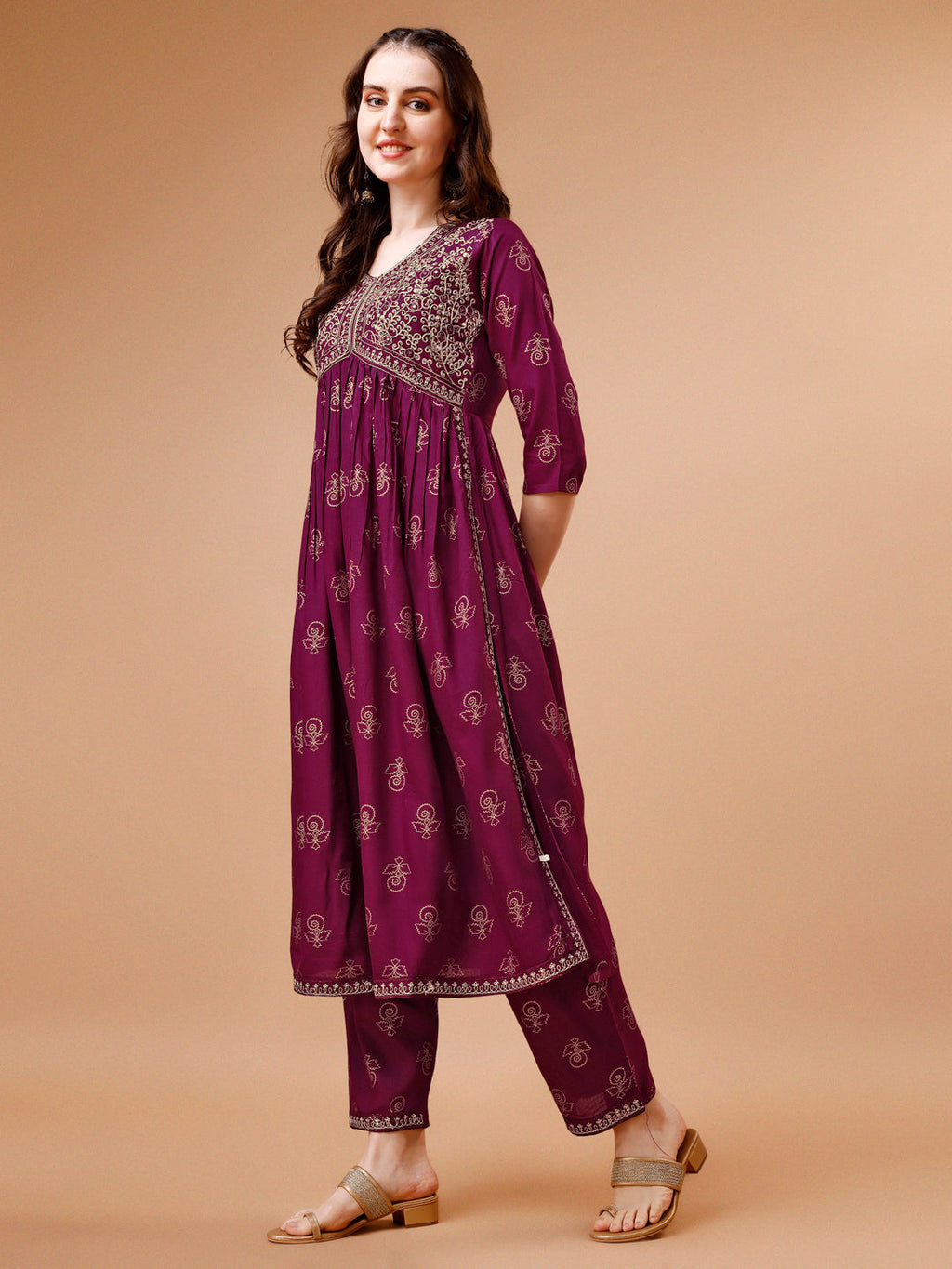 Alia Cut Embroidered & Printed Kurta With Pant & Dupatta, Multicolor - Hiral Fashion | Grocsy