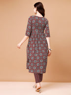 Alia Cut Embroidered & Printed Kurta With Pant & Dupatta, Multicolor - Hiral Fashion | Grocsy