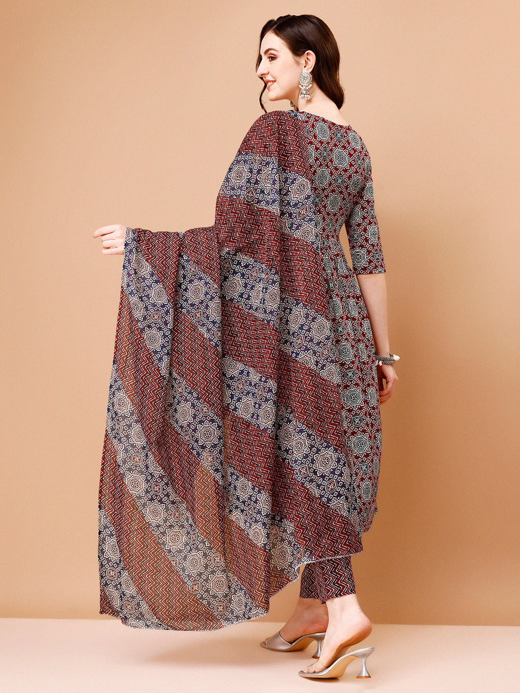 Alia Cut Embroidered & Printed Kurta With Pant & Dupatta, Multicolor - Hiral Fashion | Grocsy