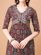 Alia Cut Embroidered & Printed Kurta With Pant & Dupatta, Multicolor - Hiral Fashion | Grocsy