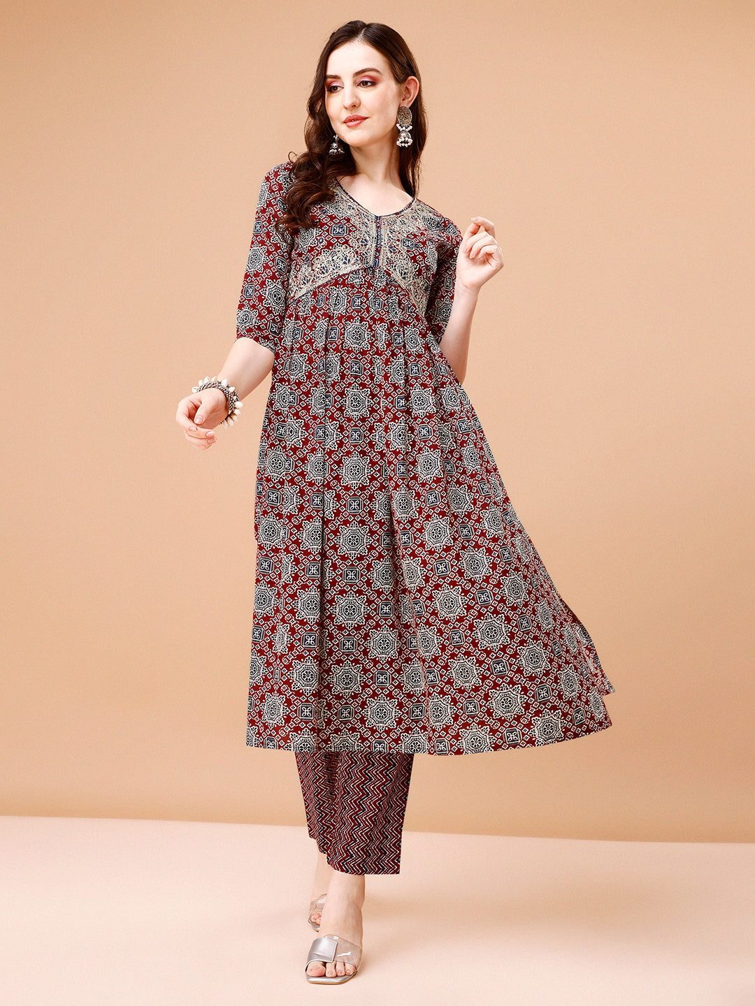 Alia Cut Embroidered & Printed Kurta With Pant & Dupatta, Multicolor - Hiral Fashion | Grocsy