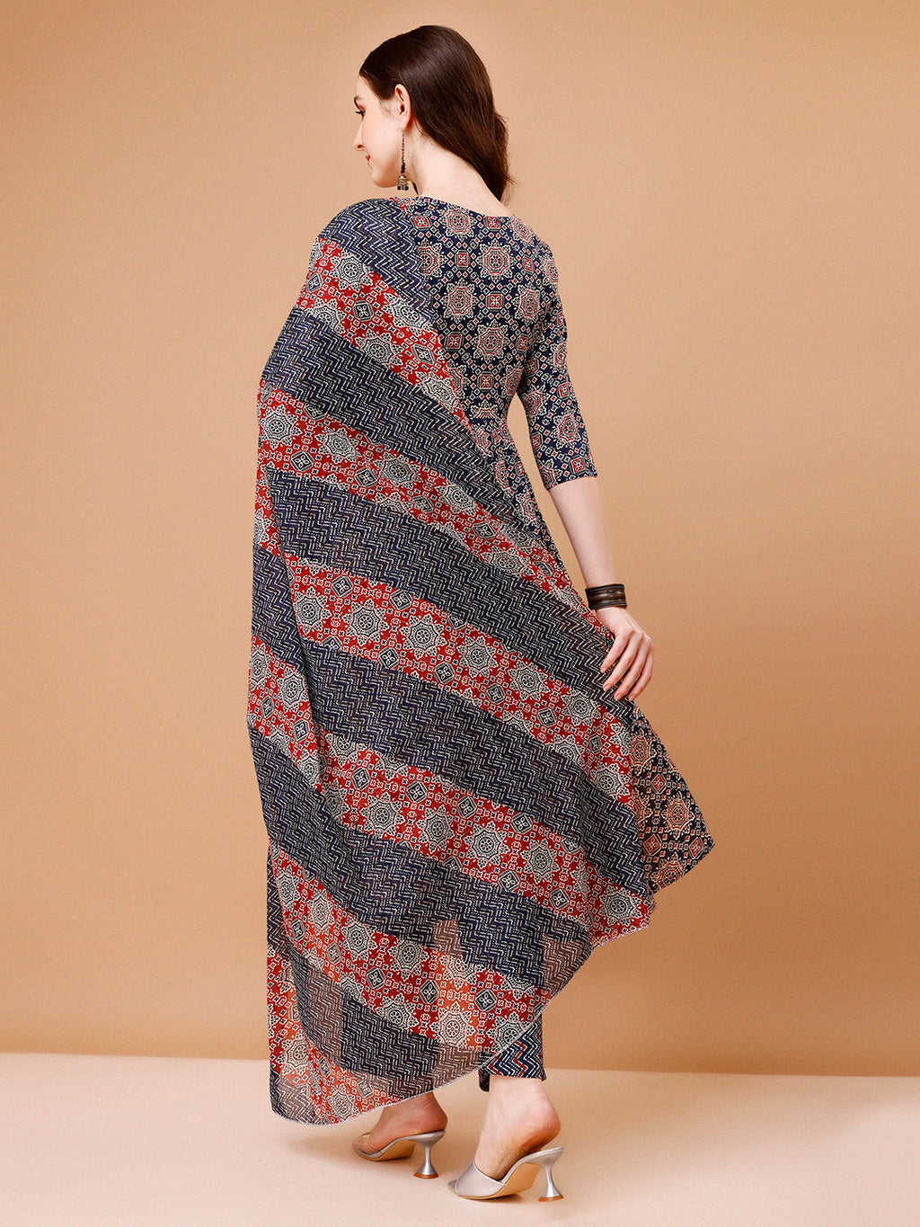 Alia Cut Embroidered & Printed Kurta With Pant & Dupatta, Multicolor - Hiral Fashion | Grocsy