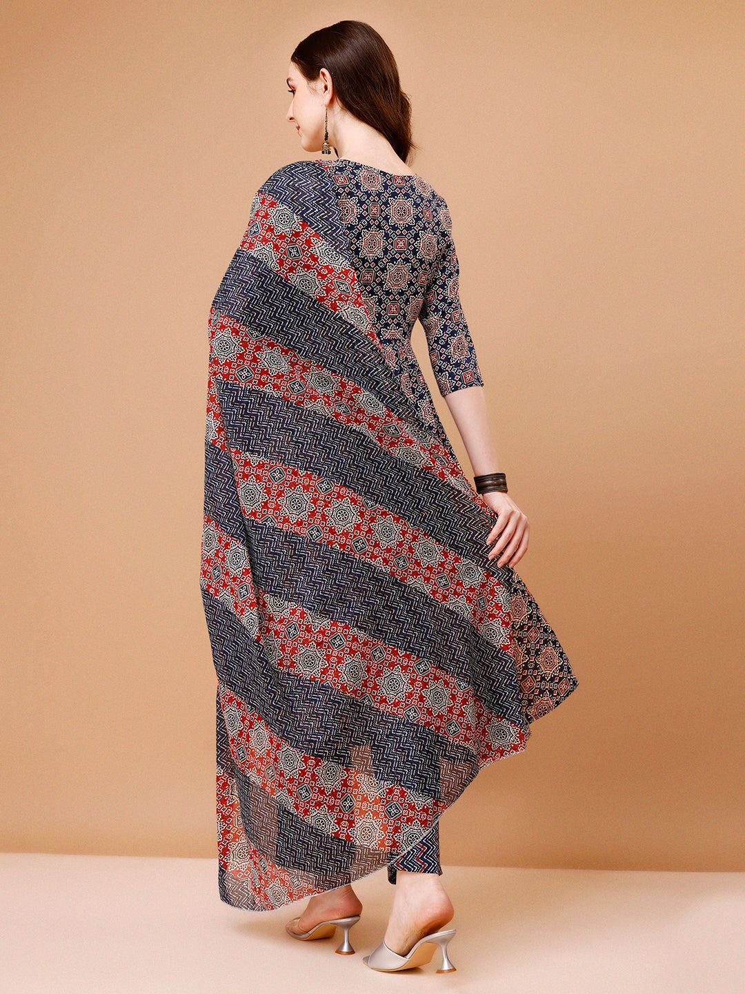 Alia Cut Embroidered & Printed Kurta With Pant & Dupatta, Multicolor - Hiral Fashion | Grocsy