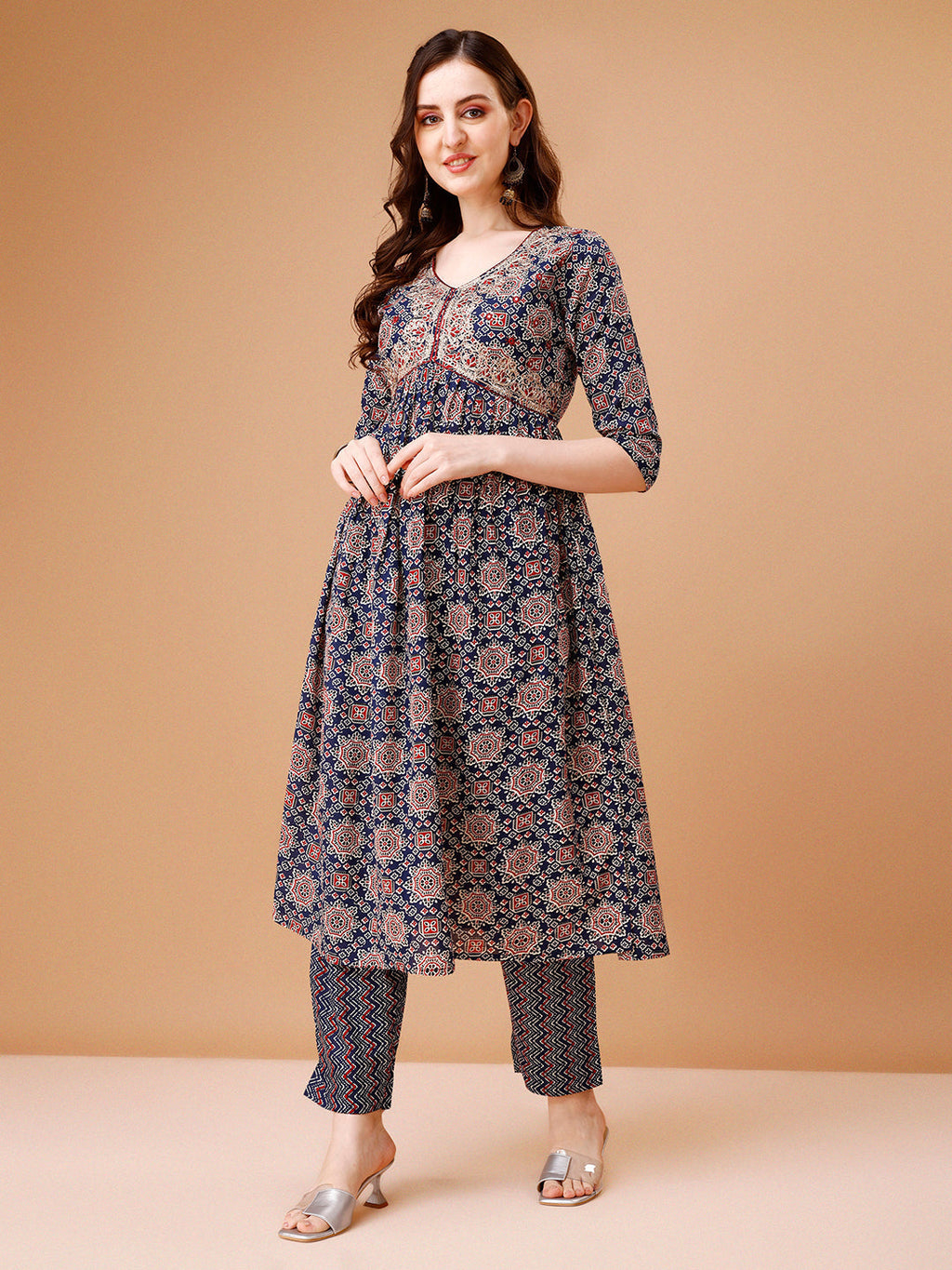 Alia Cut Embroidered & Printed Kurta With Pant & Dupatta, Multicolor - Hiral Fashion | Grocsy