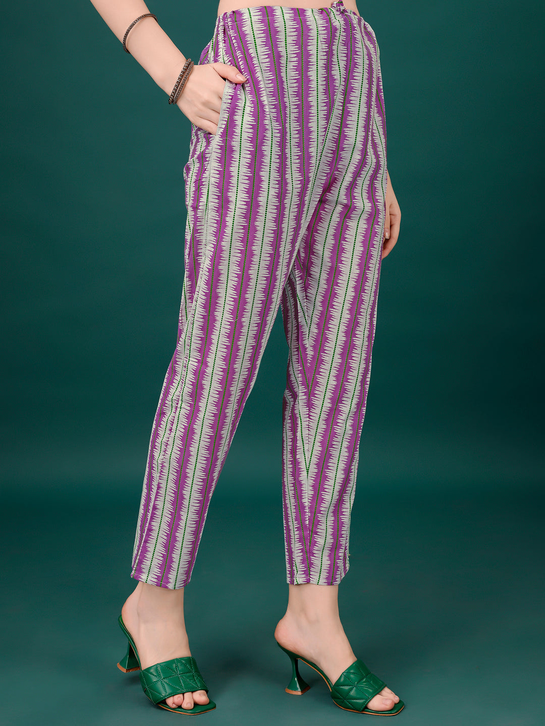 Embroidered & Printed Angrakha Style Kurta With Printed Pant & Dupatta, Multicolor - Hiral Fashion | Grocsy