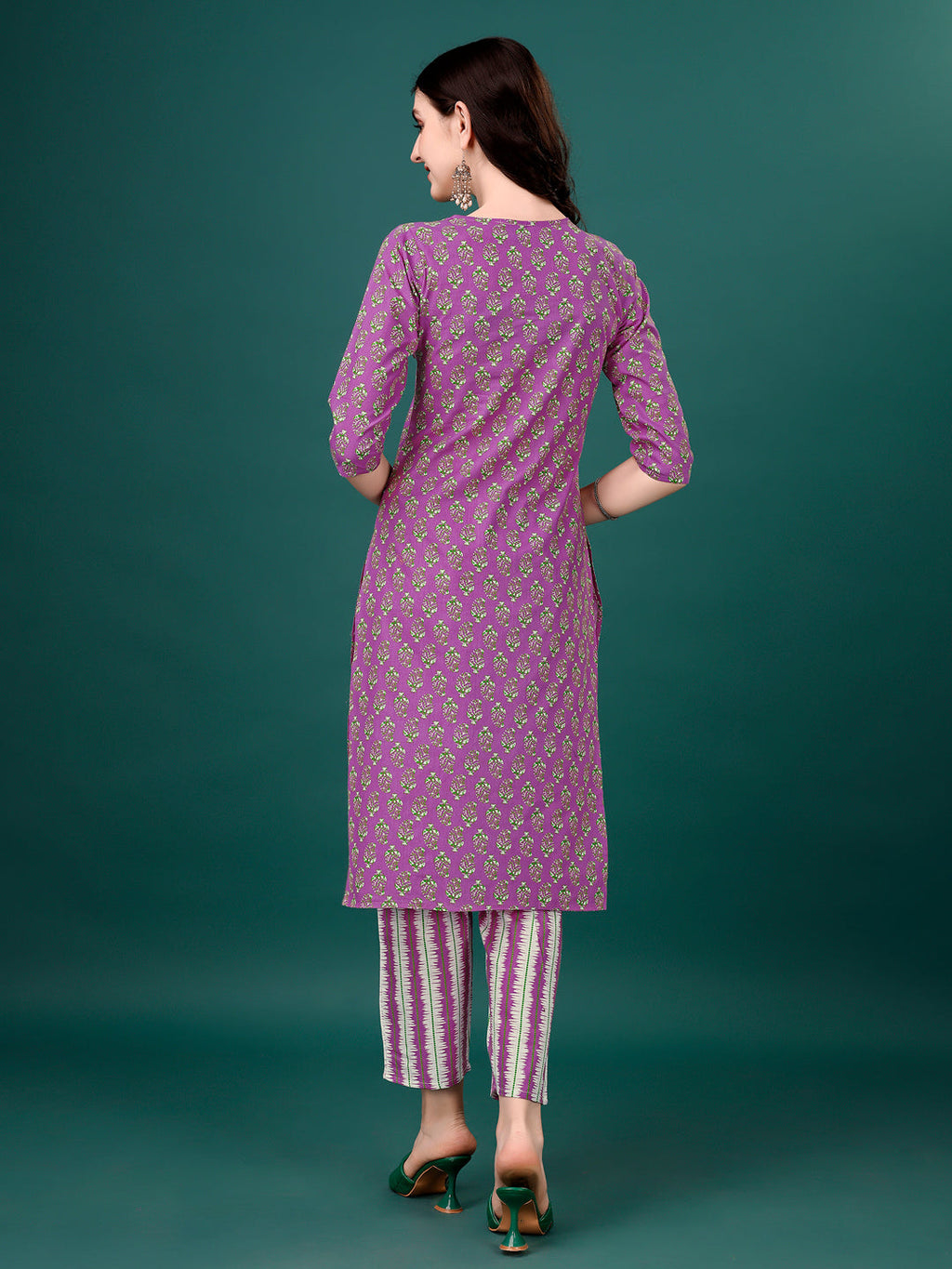 Embroidered & Printed Angrakha Style Kurta With Printed Pant & Dupatta, Multicolor - Hiral Fashion | Grocsy