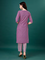 Embroidered & Printed Angrakha Style Kurta With Printed Pant & Dupatta, Multicolor - Hiral Fashion | Grocsy