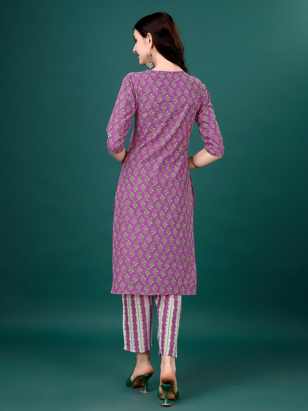 Embroidered & Printed Angrakha Style Kurta With Printed Pant & Dupatta, Multicolor - Hiral Fashion | Grocsy