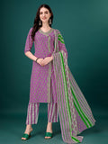 Embroidered & Printed Angrakha Style Kurta With Printed Pant & Dupatta, Multicolor - Hiral Fashion | Grocsy