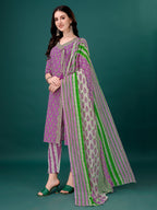 Embroidered & Printed Angrakha Style Kurta With Printed Pant & Dupatta, Multicolor - Hiral Fashion | Grocsy