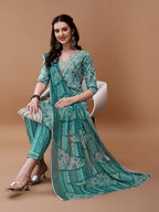 Embroidered And Floral Printed Kurta With Pant & Dupatta, Multicolor - Hiral Fashion | Grocsy