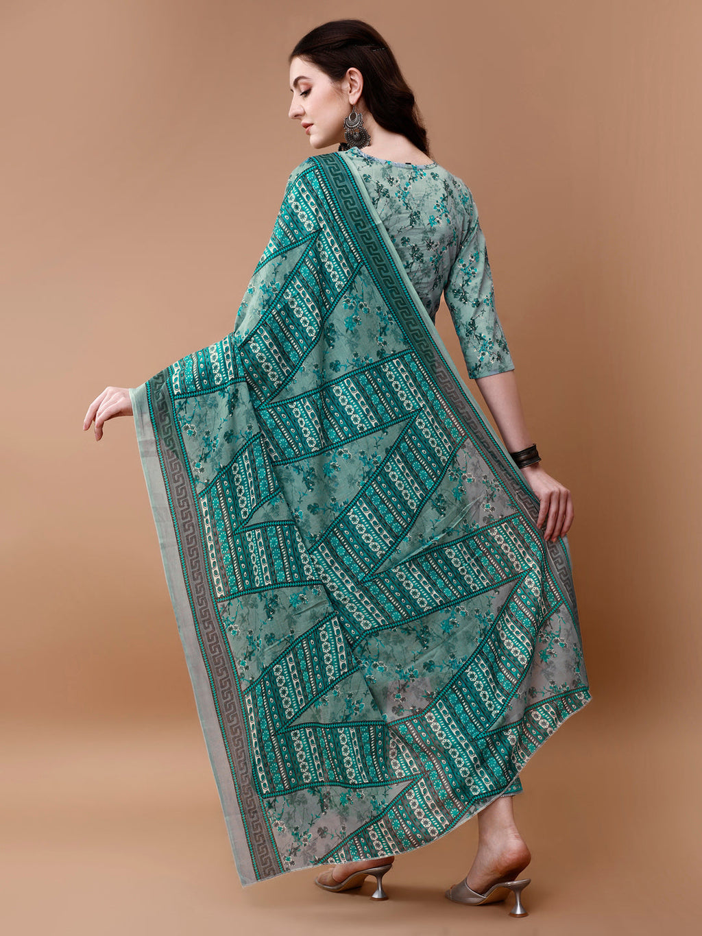 Embroidered And Floral Printed Kurta With Pant & Dupatta, Multicolor - Hiral Fashion | Grocsy