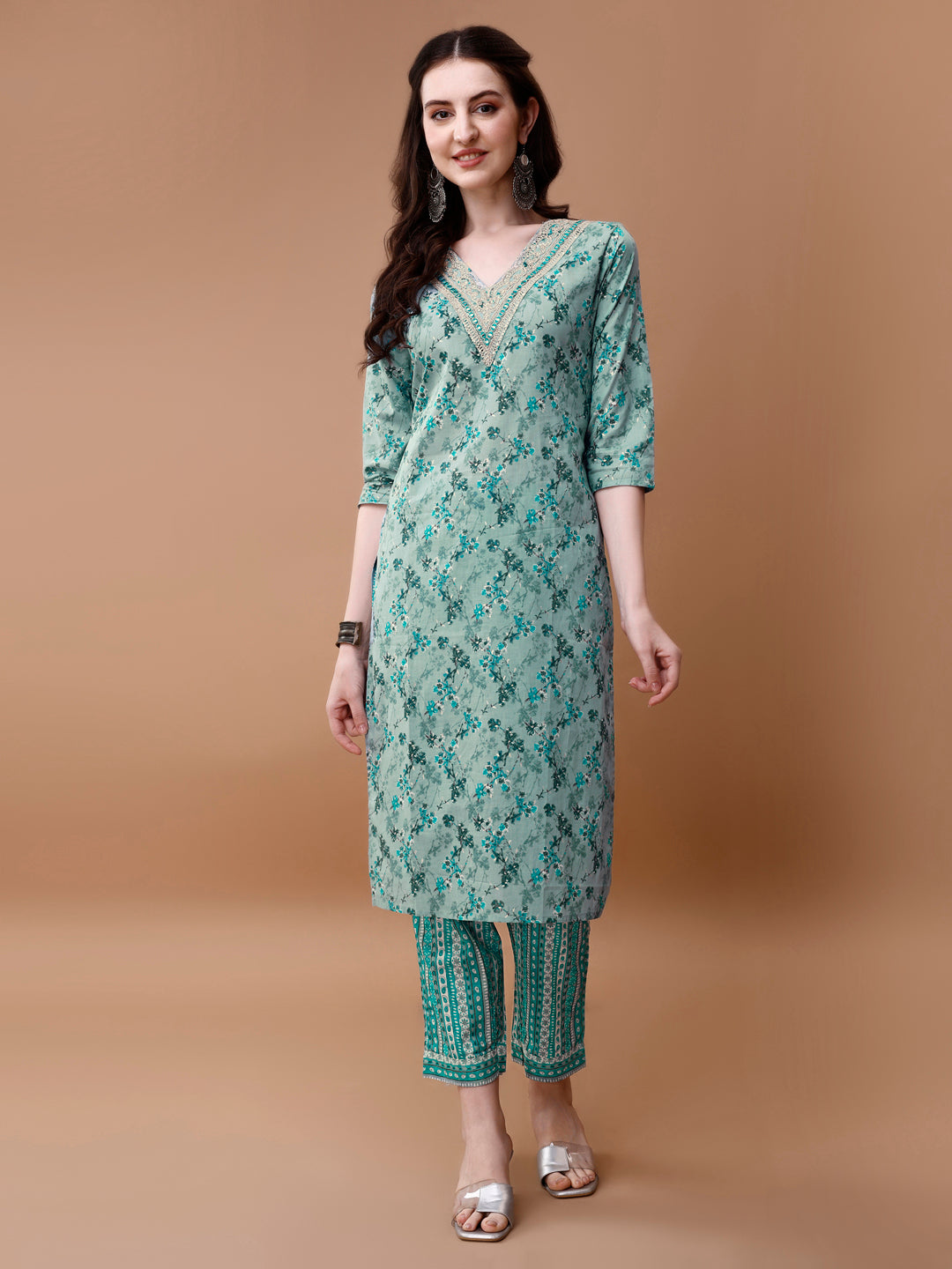 Embroidered And Floral Printed Kurta With Pant & Dupatta, Multicolor - Hiral Fashion | Grocsy