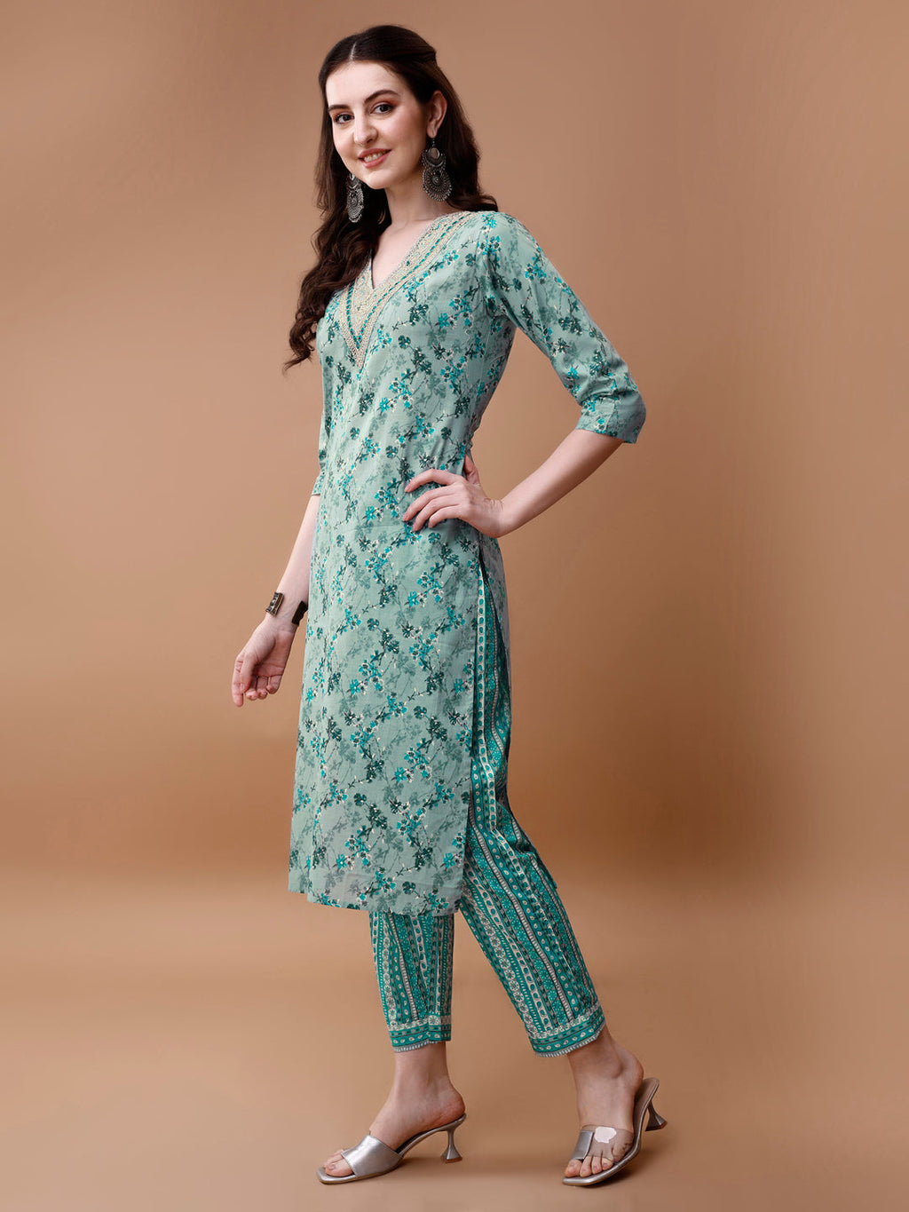 Embroidered And Floral Printed Kurta With Pant & Dupatta, Multicolor - Hiral Fashion | Grocsy