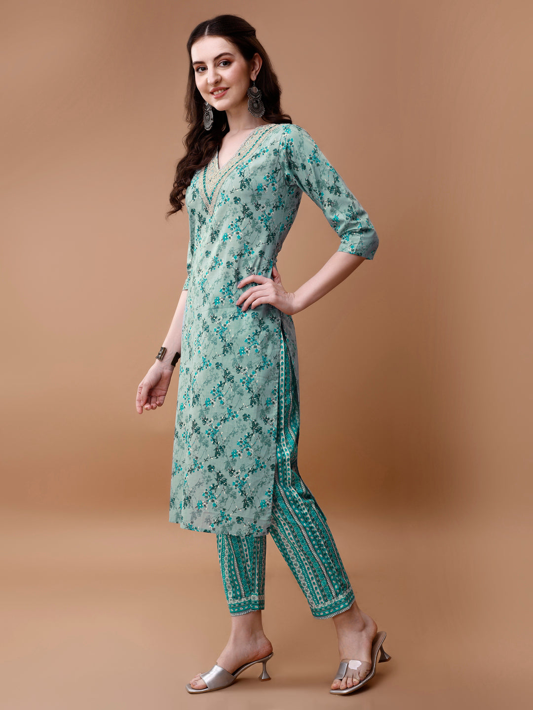 Embroidered And Floral Printed Kurta With Pant & Dupatta, Multicolor - Hiral Fashion | Grocsy