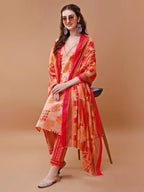 Embroidered And Floral Printed Kurta With Pant & Dupatta, Multicolor - Hiral Fashion | Grocsy