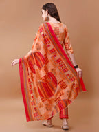 Embroidered And Floral Printed Kurta With Pant & Dupatta, Multicolor - Hiral Fashion | Grocsy
