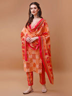 Embroidered And Floral Printed Kurta With Pant & Dupatta, Multicolor - Hiral Fashion | Grocsy