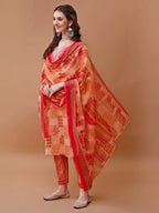 Embroidered And Floral Printed Kurta With Pant & Dupatta, Multicolor - Hiral Fashion | Grocsy