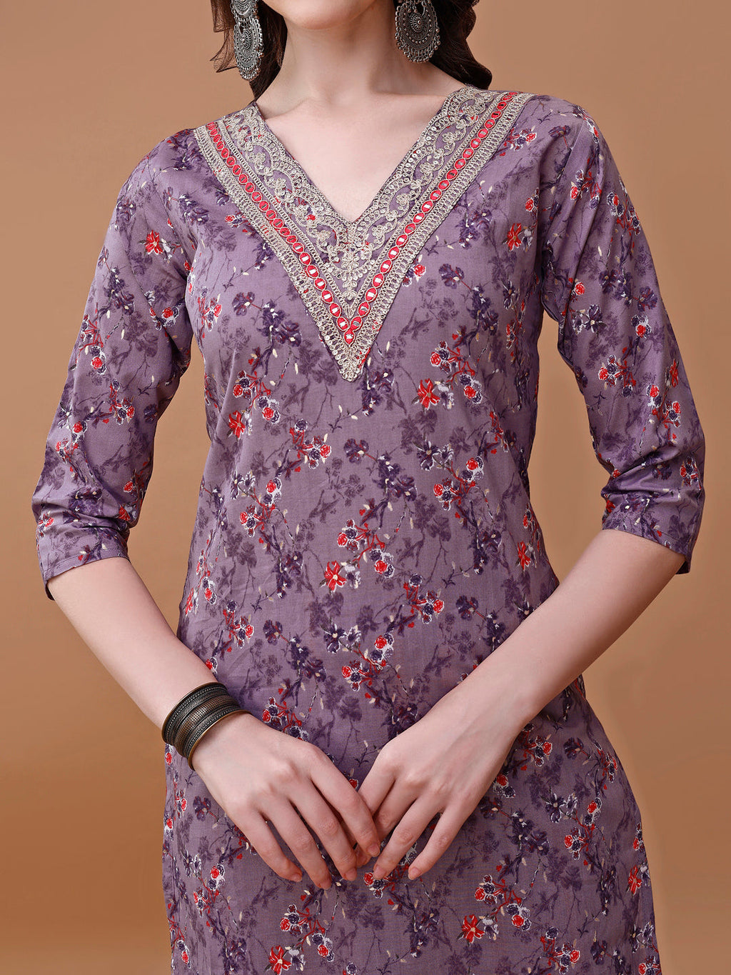 Embroidered And Floral Printed Kurta With Pant & Dupatta, Multicolor - Hiral Fashion | Grocsy