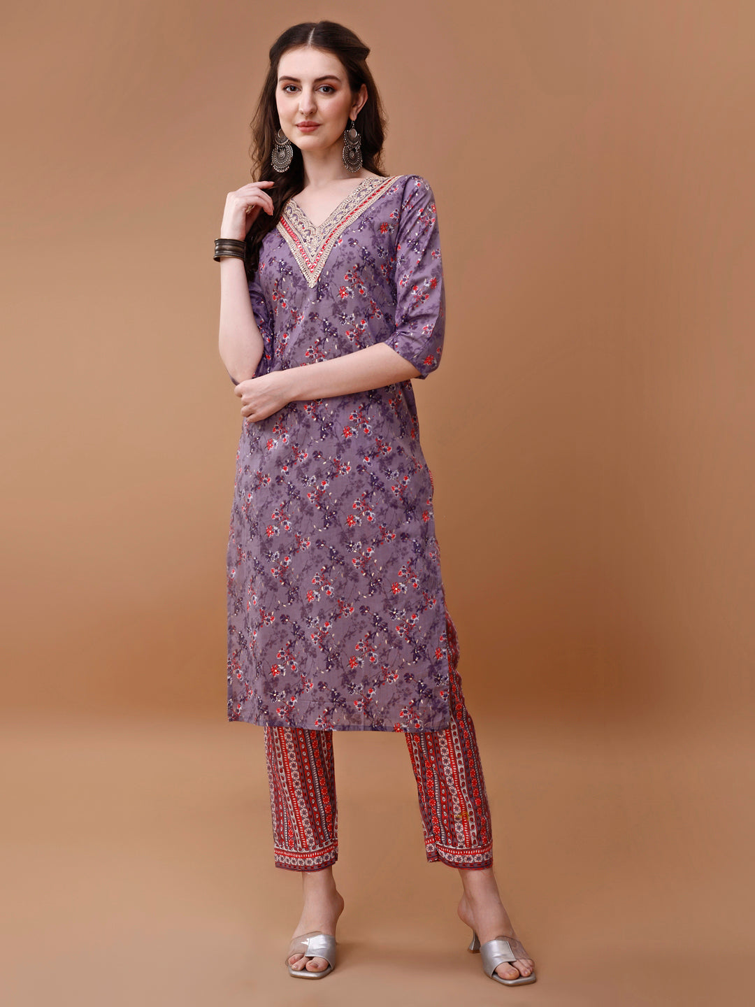 Embroidered And Floral Printed Kurta With Pant & Dupatta, Multicolor - Hiral Fashion | Grocsy