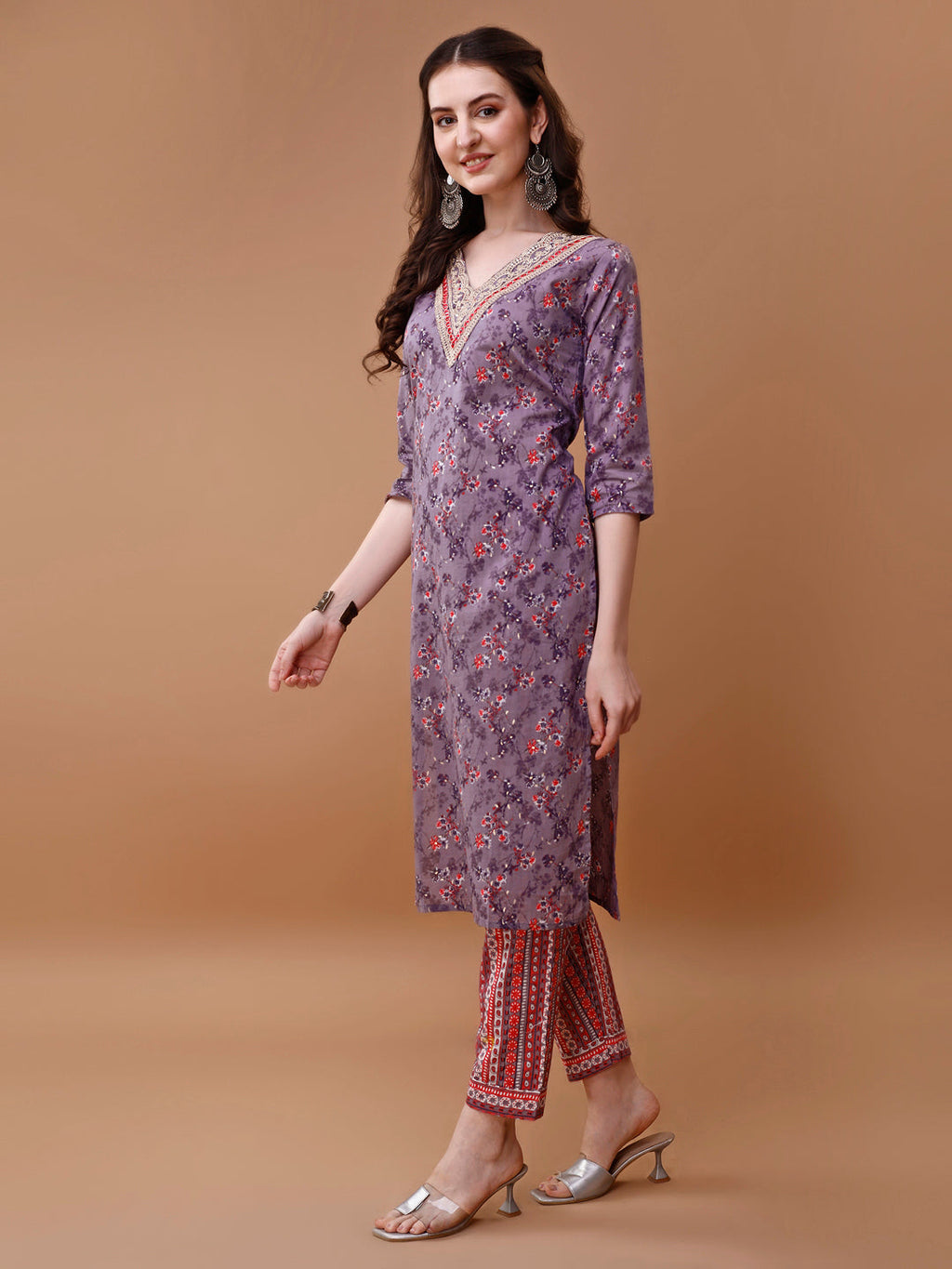 Embroidered And Floral Printed Kurta With Pant & Dupatta, Multicolor - Hiral Fashion | Grocsy