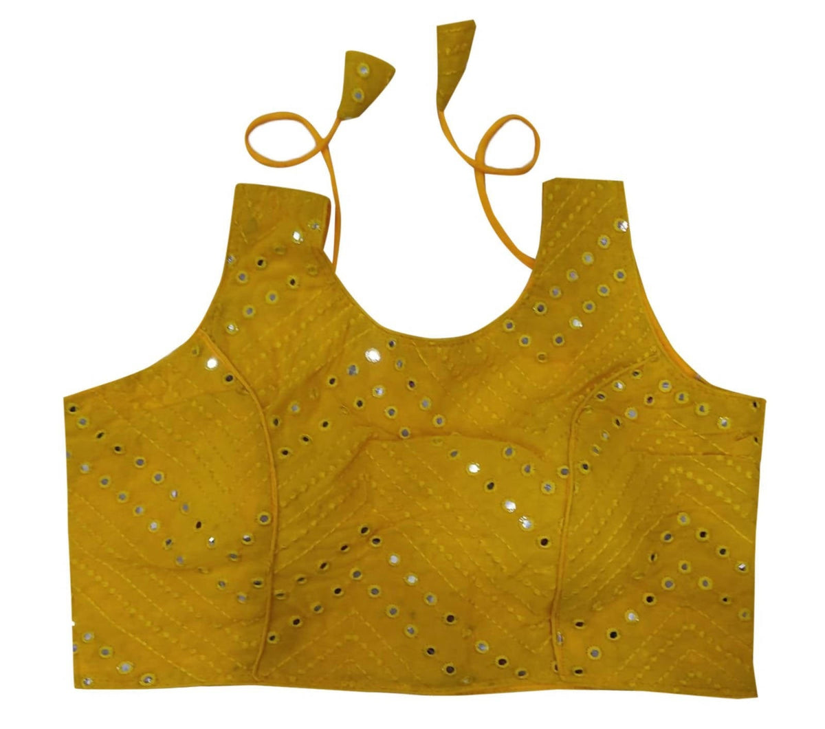 Vamika Bottle Green Georgette Mirror Work Blouse | Grocsy
