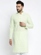 Jompers Men's Dark-Green Embroidered Kurta Only | Grocsy