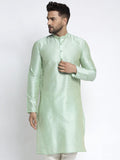 Jompers Men's Green Solid Dupion Silk Kurta Only | Grocsy