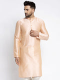 Jompers Men's Peach Solid Dupion Silk Kurta Only | Grocsy