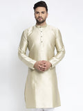 Jompers Men Beige & White Woven Design Kurta Only | Grocsy