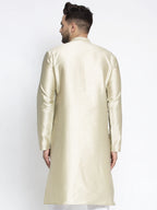 Jompers Men Beige & White Woven Design Kurta Only | Grocsy
