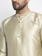 Jompers Men Beige & White Woven Design Kurta Only | Grocsy