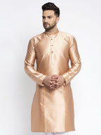 Jompers Men Bronze & White Woven Design Kurta Only | Grocsy