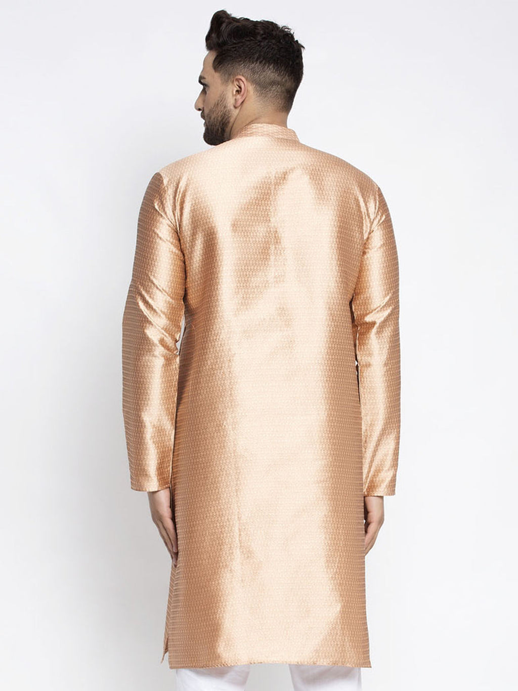 Jompers Men Bronze & White Woven Design Kurta Only | Grocsy