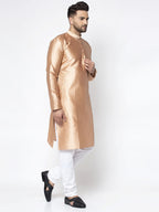 Jompers Men Bronze & White Woven Design Kurta Only | Grocsy