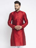 Jompers Men Maroon And White Woven Design Kurta Only | Grocsy