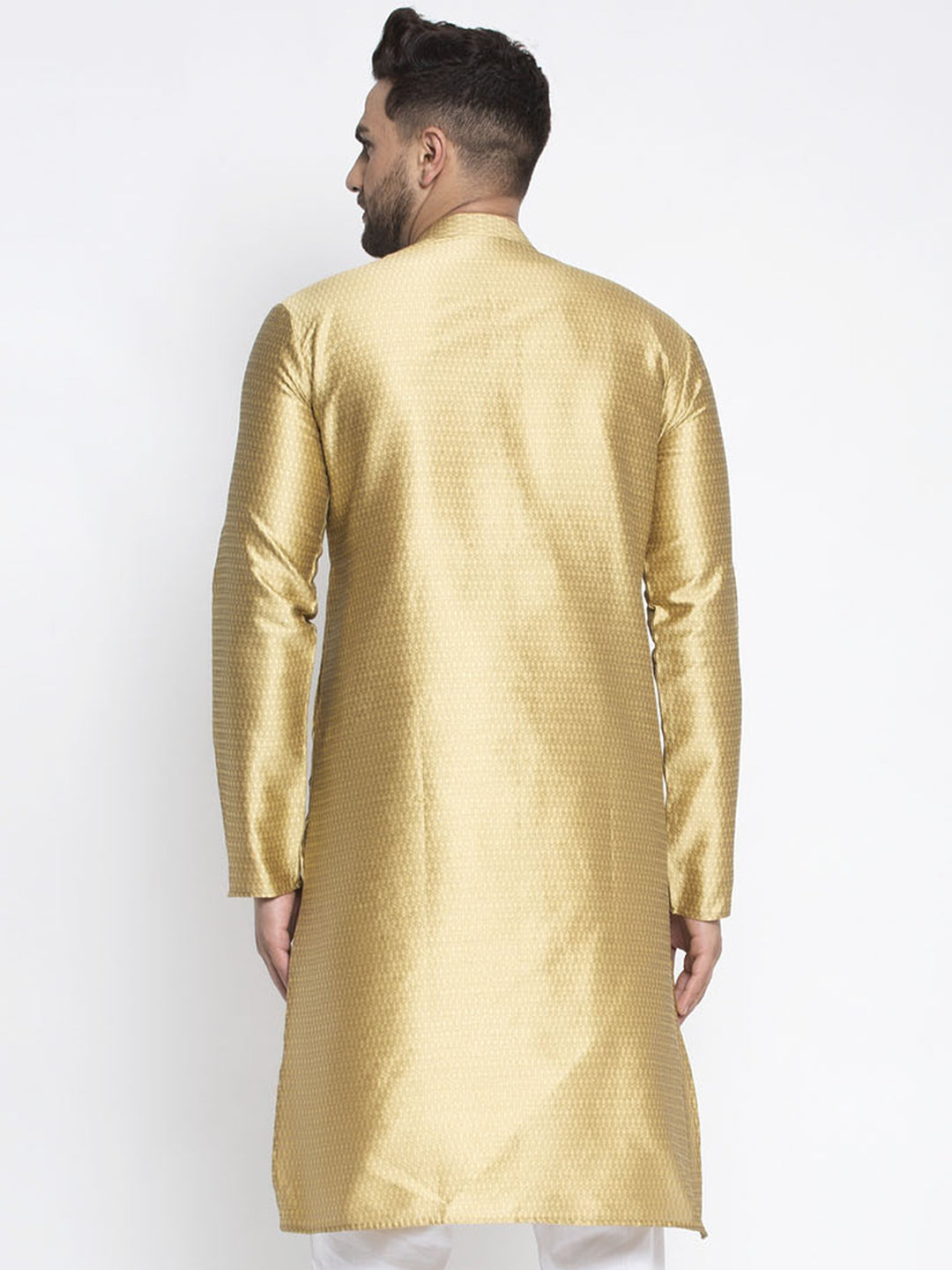 Jompers Men Mustard and Gold Design Kurta Only | Grocsy