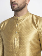 Jompers Men Mustard and Gold Design Kurta Only | Grocsy