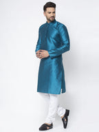 Jompers Men Blue & White Woven Design Kurta Only | Grocsy
