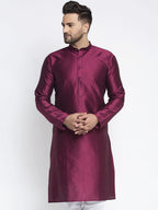 Jompers Men Purple & White Woven Design Kurta Only | Grocsy