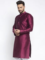 Jompers Men Purple & White Woven Design Kurta Only | Grocsy