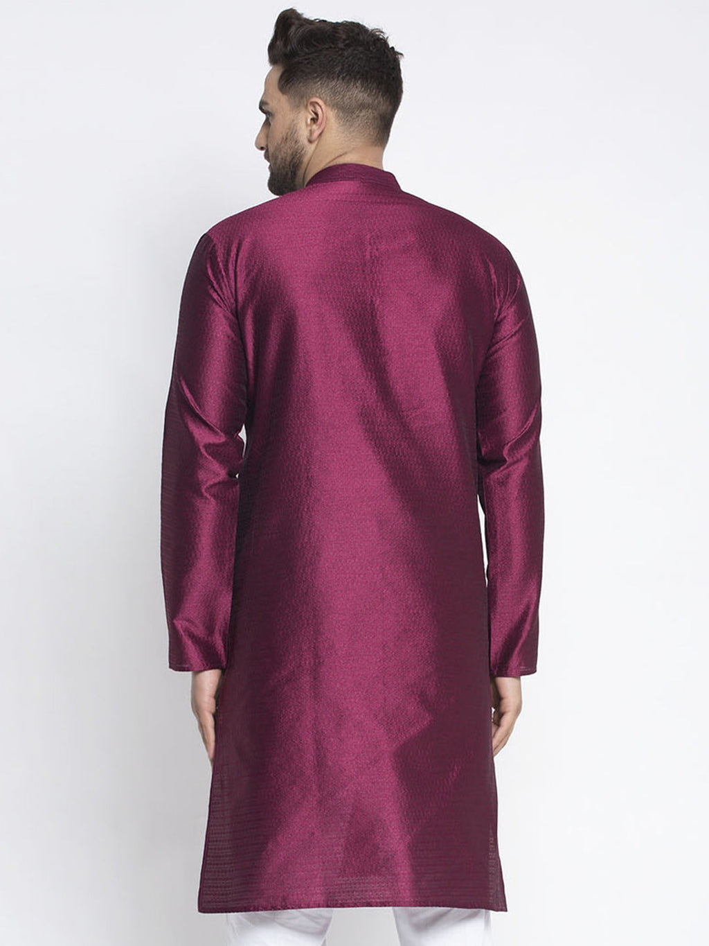 Jompers Men Purple & White Woven Design Kurta Only | Grocsy