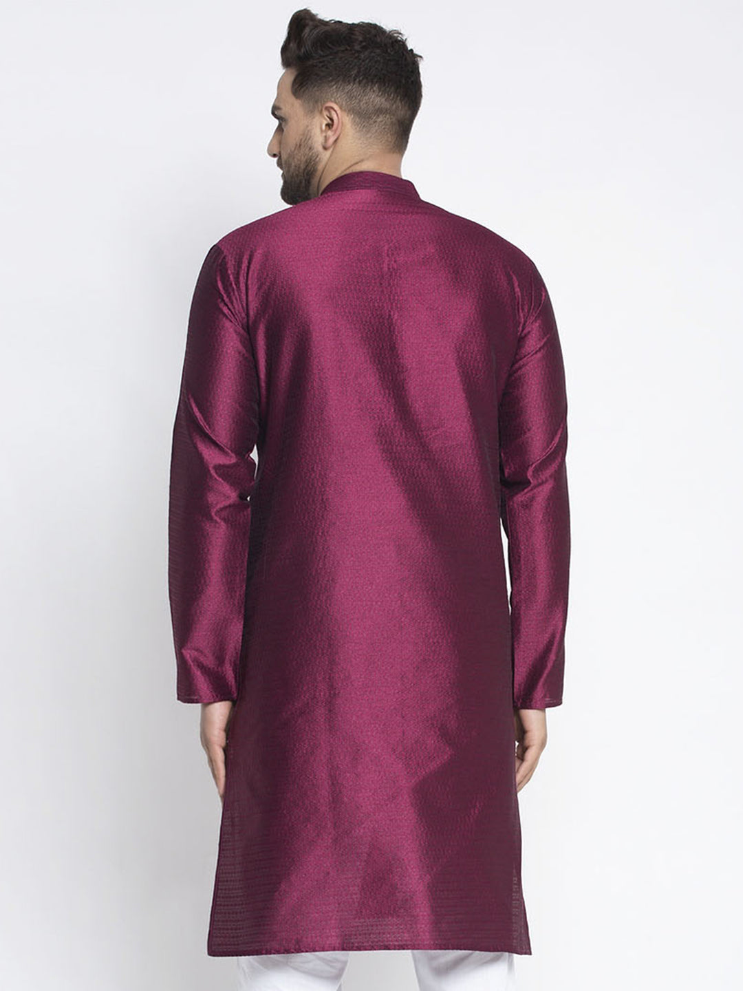 Jompers Men Purple & White Woven Design Kurta Only | Grocsy