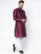 Jompers Men Purple & White Woven Design Kurta Only | Grocsy