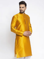 Jompers Men Yellow & White Woven Design Kurta Only | Grocsy