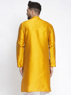Jompers Men Yellow & White Woven Design Kurta Only | Grocsy